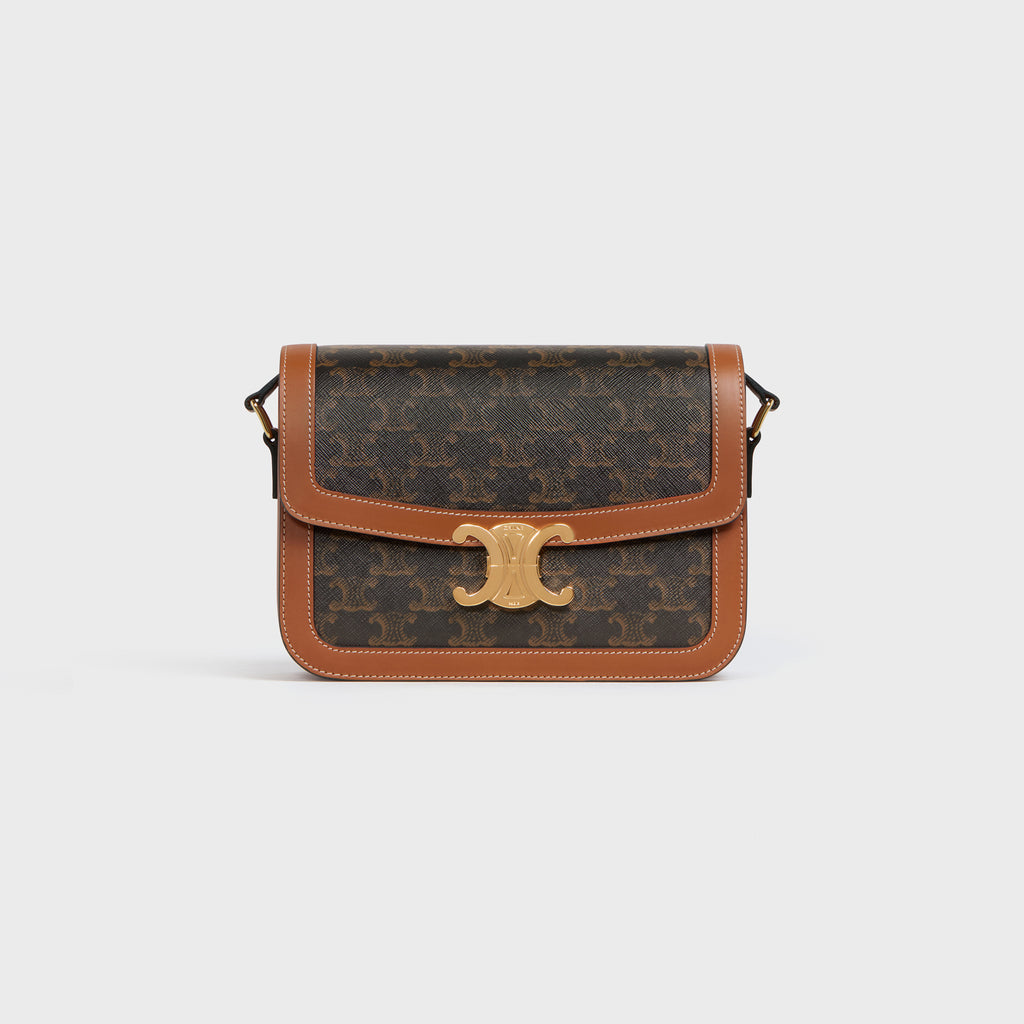 [CELINE] Medium Triomphe Canvas Triomphe Bag / Canvas & Calfskin Tan [Bag]