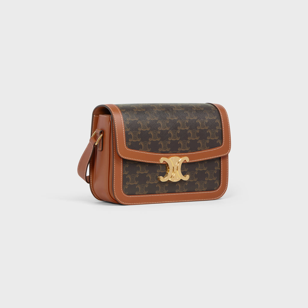 [CELINE] Medium Triomphe Canvas Triomphe Bag / Canvas & Calfskin Tan [Bag]